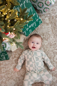 Load image into Gallery viewer, Ivy Wavy Checkers Romper – Soft Bamboo Baby Outfit with Wavy Checker Pattern