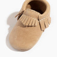 Load image into Gallery viewer, Weathered Brown Moccasin Baby Shoe