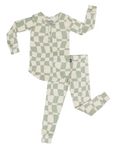 Load image into Gallery viewer, Ivy Wavy Checkers Two-Piece Set – Ultra-Soft Bamboo Kids Outfit with Trendy Checkered Print
