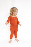 Load image into Gallery viewer, Rust Ribbed Two-Piece Set – Ultra-Soft Bamboo Outfit for Kids with Long Sleeve Top and Matching Pants
