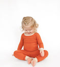 Load image into Gallery viewer, Rust Ribbed Two-Piece Set – Ultra-Soft Bamboo Outfit for Kids with Long Sleeve Top and Matching Pants
