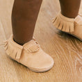 Load image into Gallery viewer, Weathered Brown Moccasin Baby Shoe
